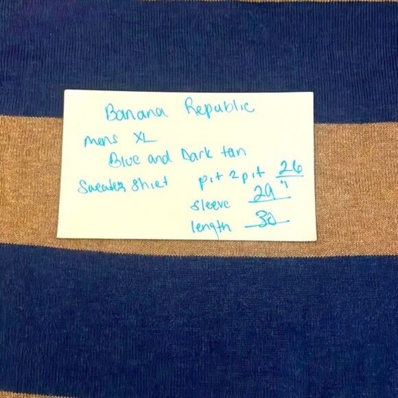 Banana republic mens cl blue and dark tan sweater shirt long sleeve - Picture 2 of 10